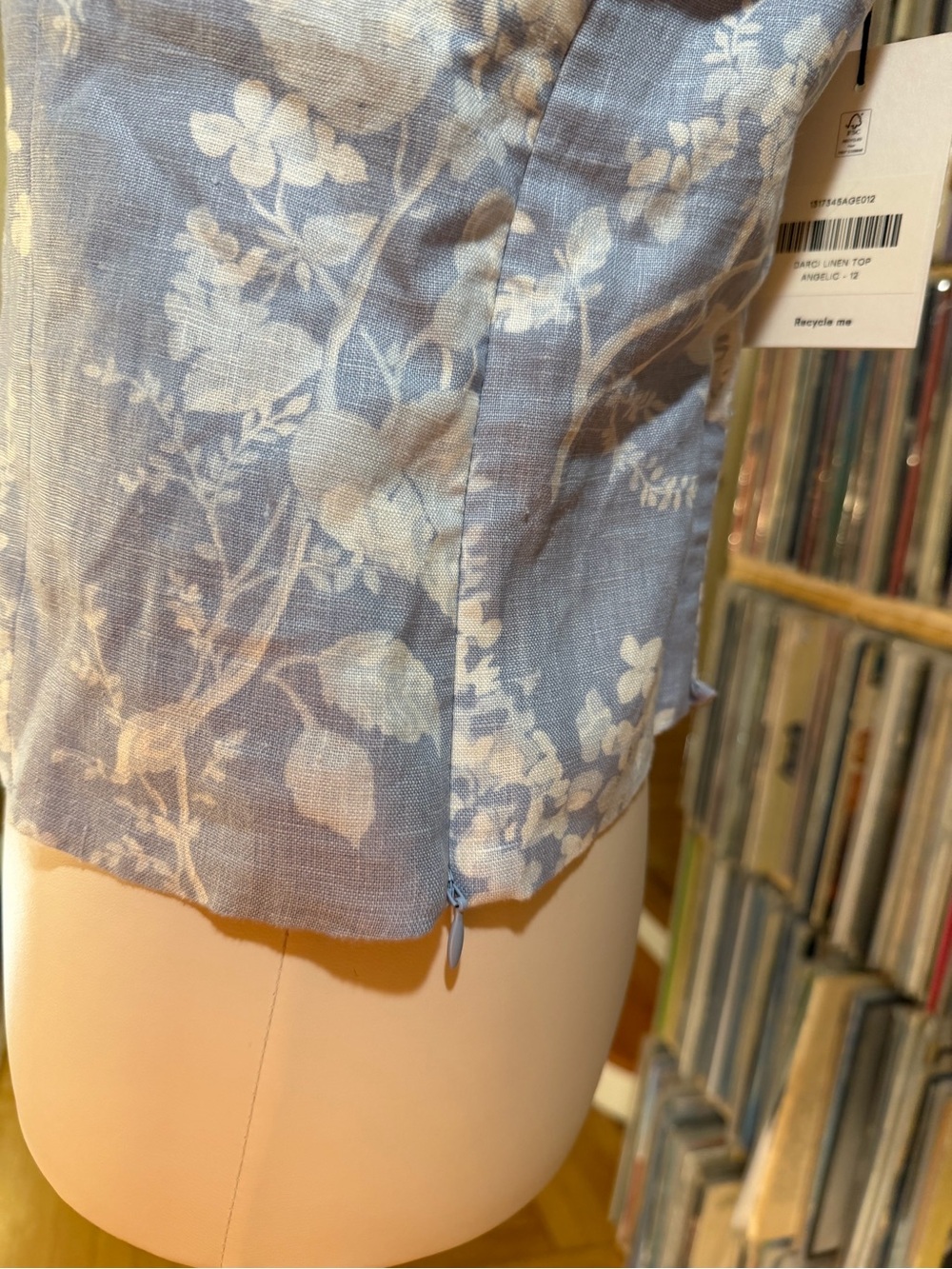 Reformation Darci Linen Square Neck Cropped Tank Top Floral Toile Light Blue 12 - Picture 7 of 14